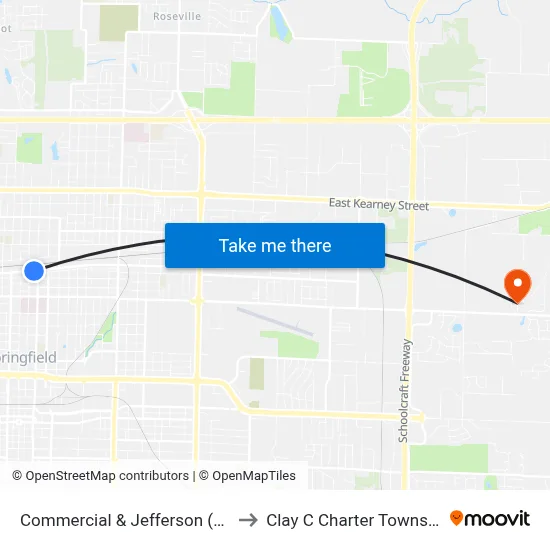 Commercial & Jefferson (Sw) to Clay C Charter Township map