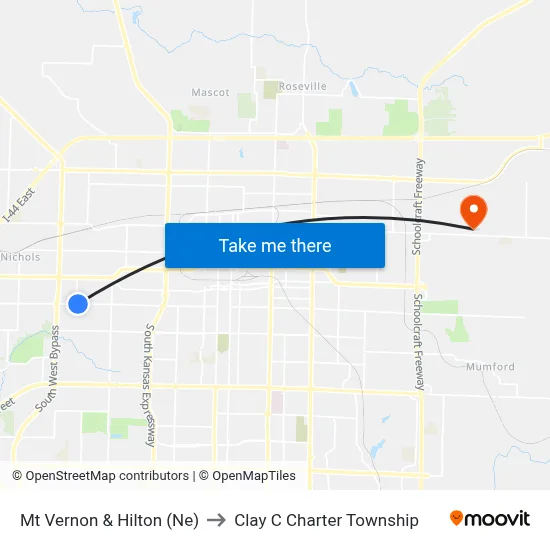 Mt Vernon & Hilton (Ne) to Clay C Charter Township map
