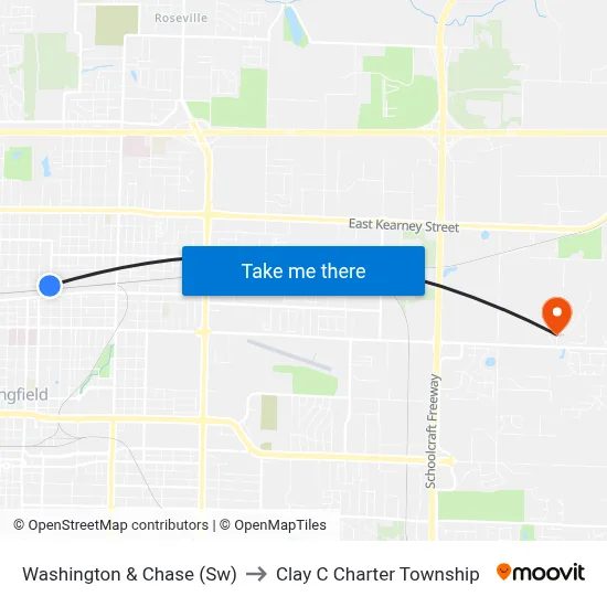 Washington & Chase (Sw) to Clay C Charter Township map