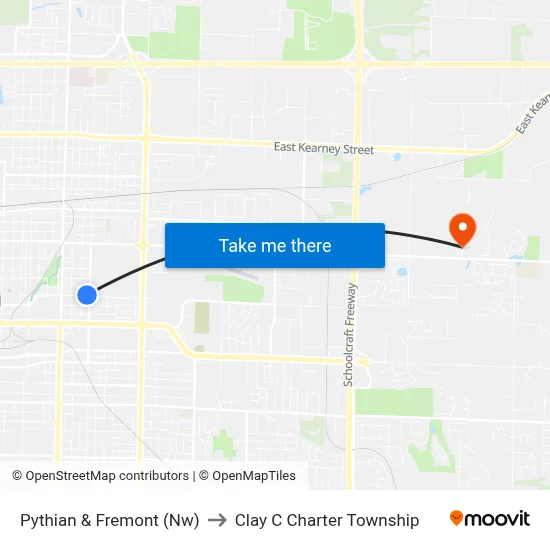 Pythian & Fremont (Nw) to Clay C Charter Township map