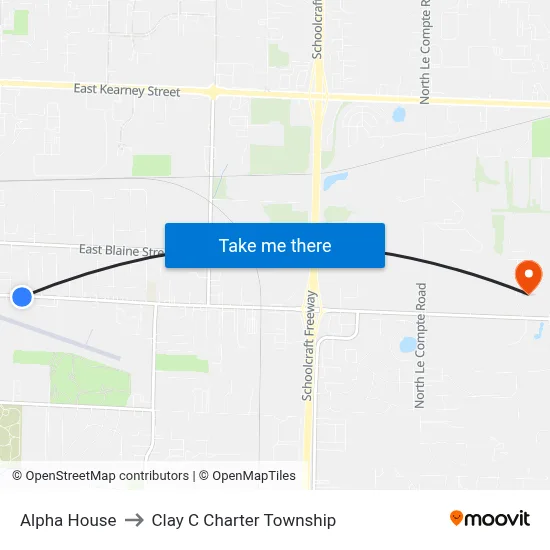 Alpha House to Clay C Charter Township map