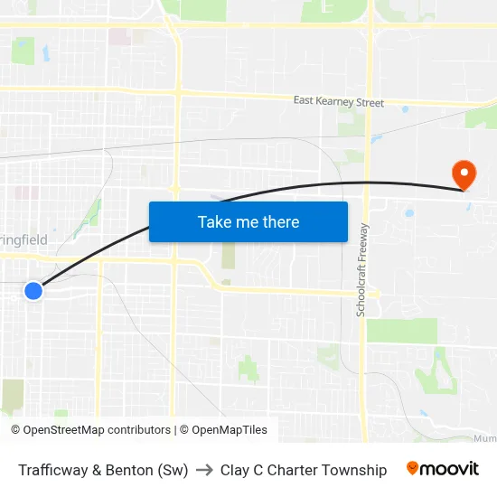 Trafficway & Benton (Sw) to Clay C Charter Township map