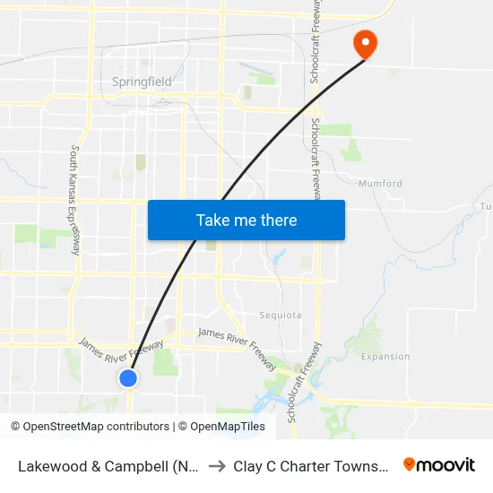 Lakewood & Campbell (Nw) to Clay C Charter Township map