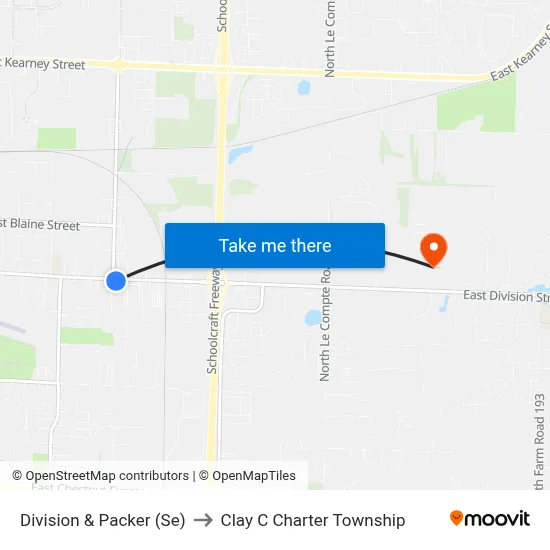 Division & Packer (Se) to Clay C Charter Township map