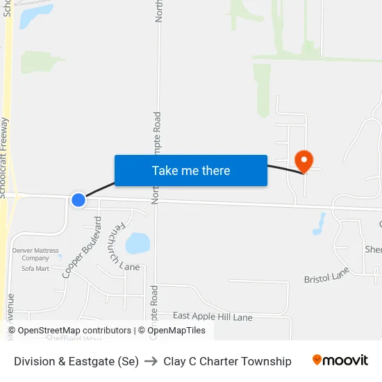 Division & Eastgate (Se) to Clay C Charter Township map