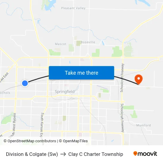 Division & Colgate (Sw) to Clay C Charter Township map