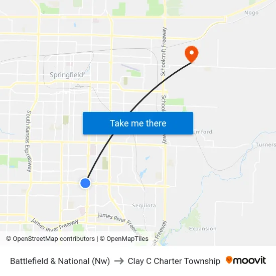 Battlefield & National (Nw) to Clay C Charter Township map
