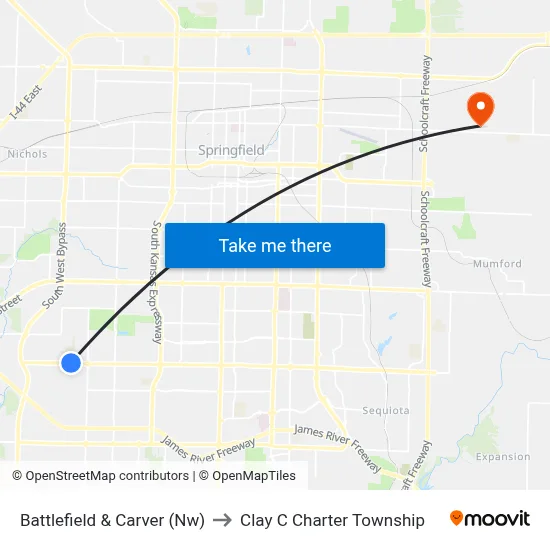 Battlefield & Carver (Nw) to Clay C Charter Township map