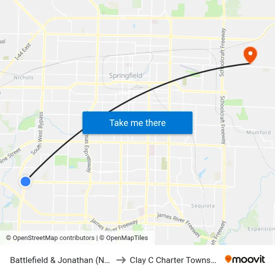 Battlefield & Jonathan (Nw) to Clay C Charter Township map