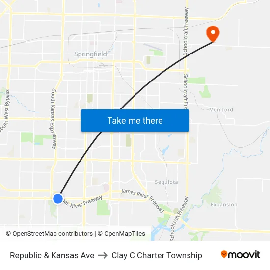 Republic & Kansas Ave to Clay C Charter Township map
