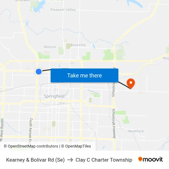 Kearney & Bolivar Rd (Se) to Clay C Charter Township map