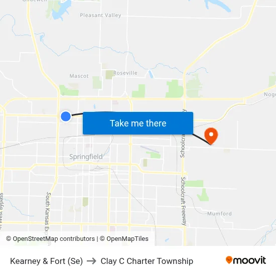 Kearney & Fort (Se) to Clay C Charter Township map