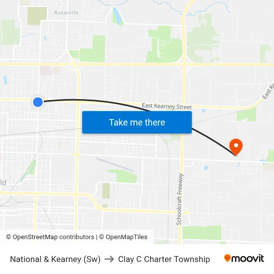 National & Kearney (Sw) to Clay C Charter Township map