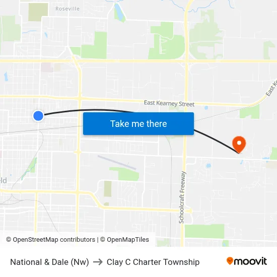 National & Dale (Nw) to Clay C Charter Township map