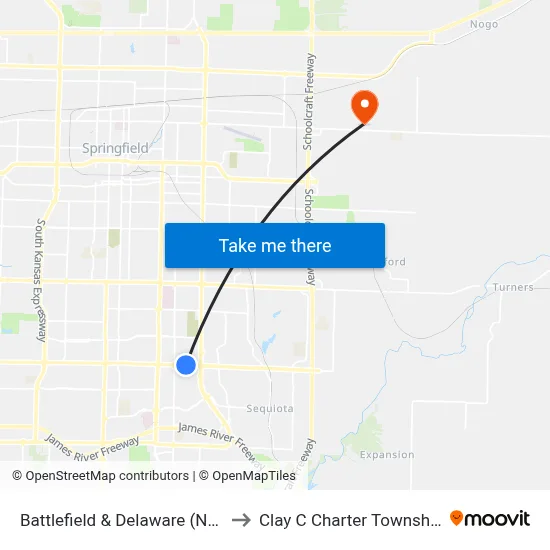 Battlefield & Delaware (Nw) to Clay C Charter Township map