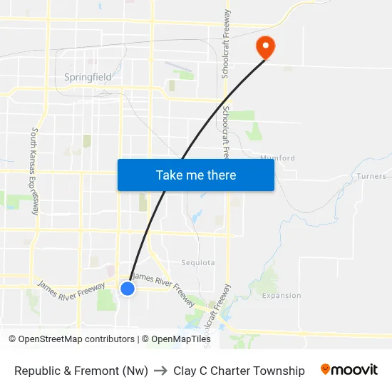 Republic & Fremont (Nw) to Clay C Charter Township map