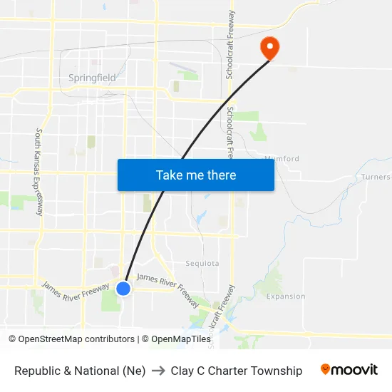 Republic & National (Ne) to Clay C Charter Township map