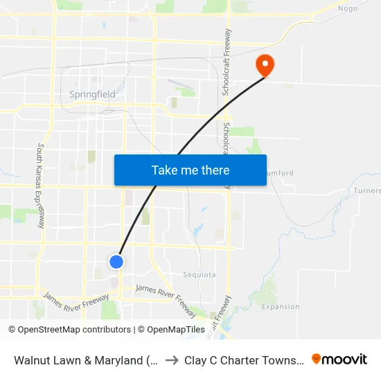 Walnut Lawn & Maryland (Se) to Clay C Charter Township map