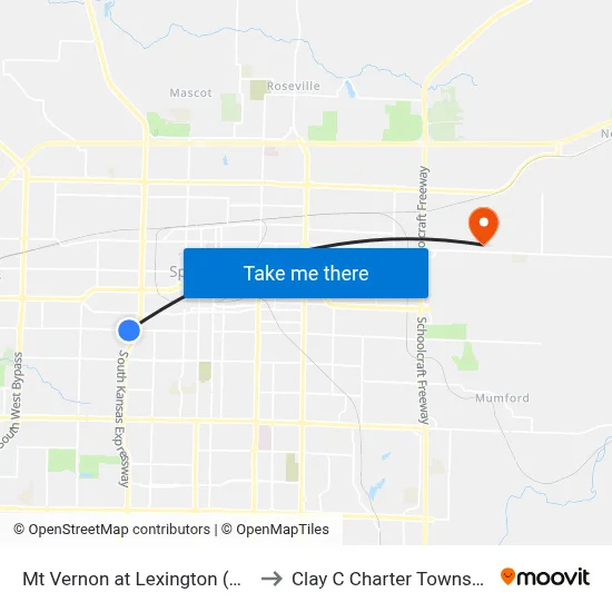 Mt Vernon at  Lexington (Ne) to Clay C Charter Township map