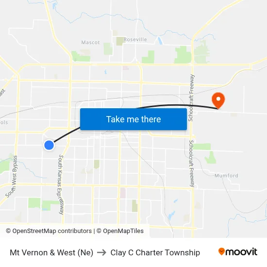 Mt Vernon & West (Ne) to Clay C Charter Township map