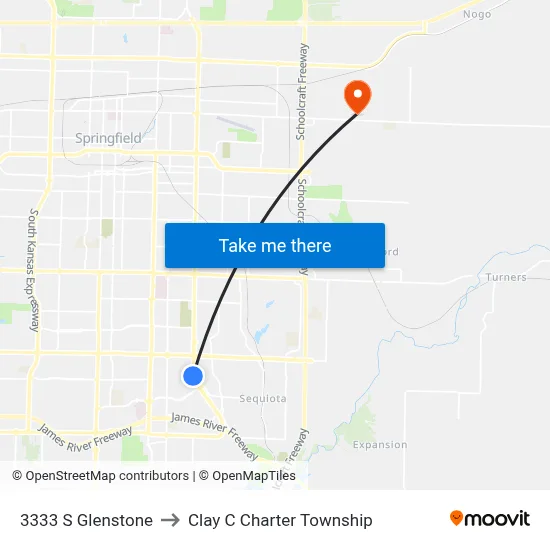 3333 S Glenstone to Clay C Charter Township map