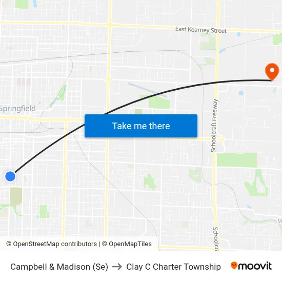 Campbell & Madison (Se) to Clay C Charter Township map