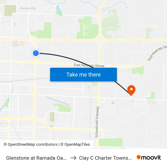 Glenstone at Ramada Oasis to Clay C Charter Township map