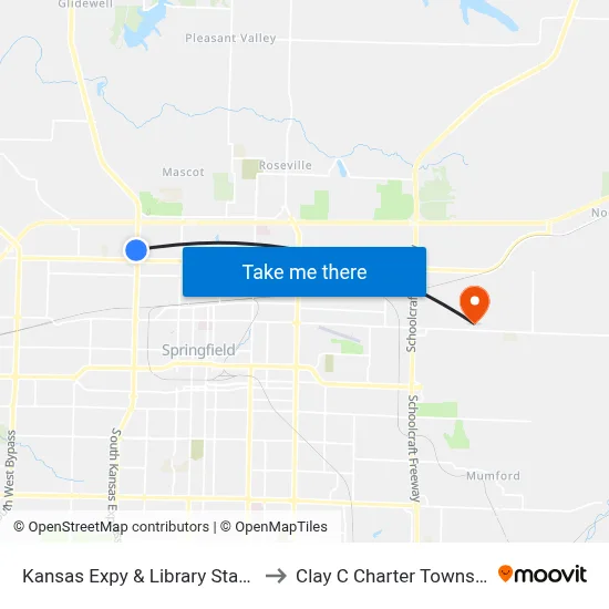 Kansas Expy & Library Station to Clay C Charter Township map