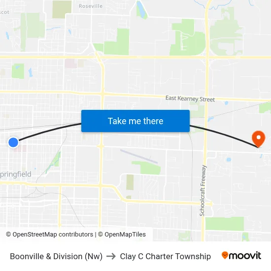 Boonville & Division (Nw) to Clay C Charter Township map