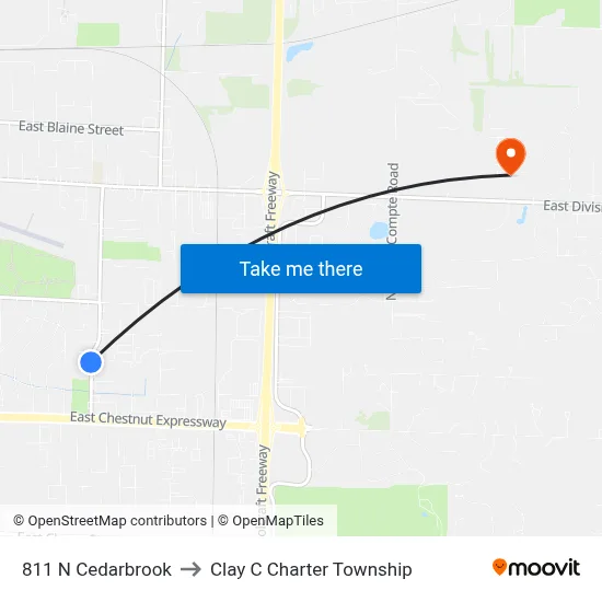 811 N Cedarbrook to Clay C Charter Township map