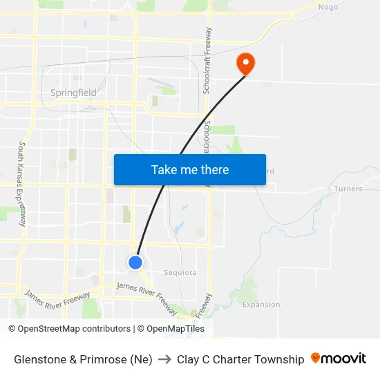 Glenstone & Primrose (Ne) to Clay C Charter Township map