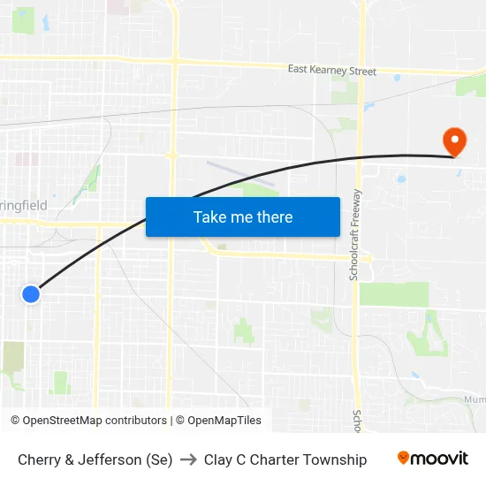 Cherry & Jefferson (Se) to Clay C Charter Township map