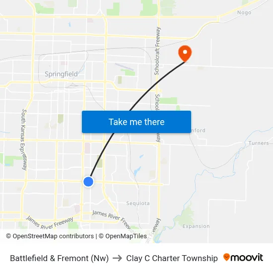 Battlefield & Fremont (Nw) to Clay C Charter Township map