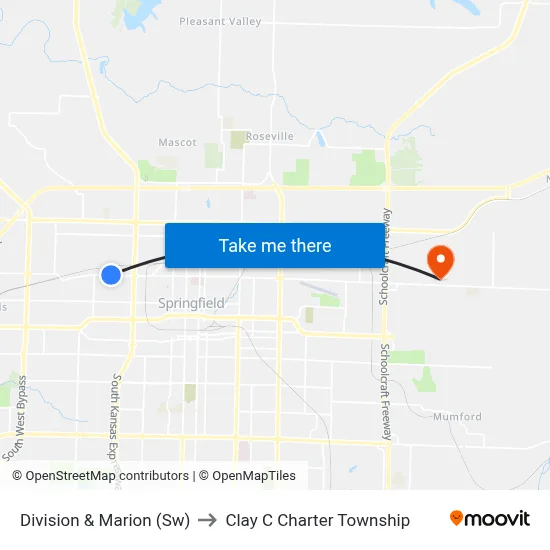 Division & Marion (Sw) to Clay C Charter Township map
