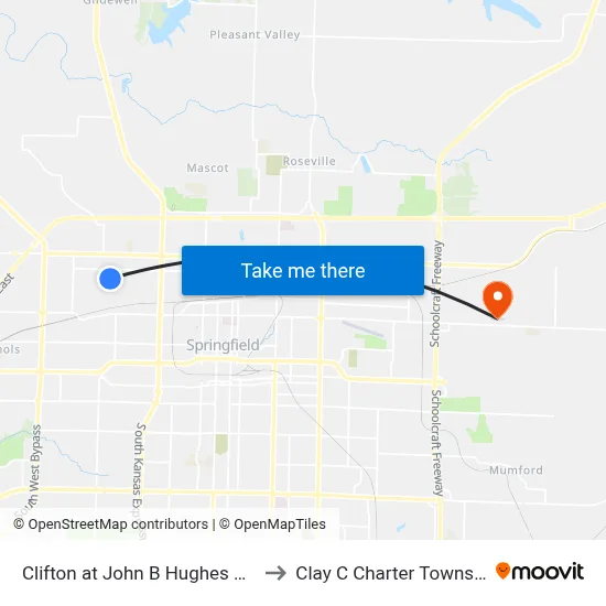 Clifton at John B Hughes Apts to Clay C Charter Township map