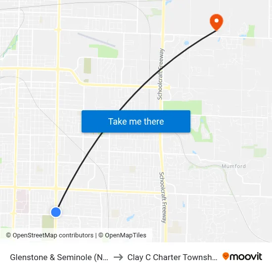 Glenstone & Seminole (Ne) to Clay C Charter Township map