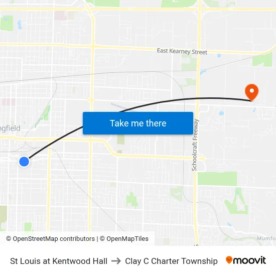 St Louis at Kentwood Hall to Clay C Charter Township map