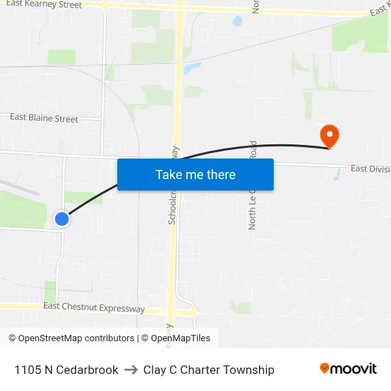 1105 N Cedarbrook to Clay C Charter Township map