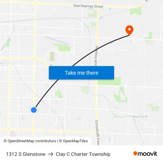 1312 S Glenstone to Clay C Charter Township map
