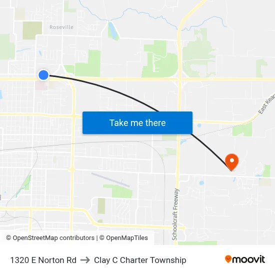 1320 E Norton Rd to Clay C Charter Township map