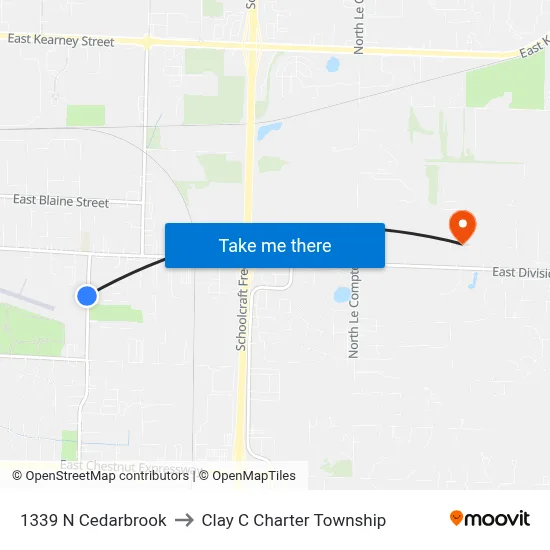 1339 N Cedarbrook to Clay C Charter Township map