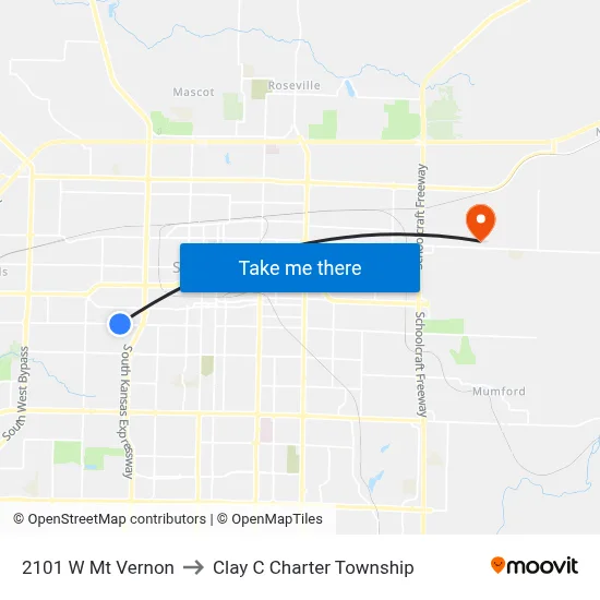 2101 W Mt Vernon to Clay C Charter Township map