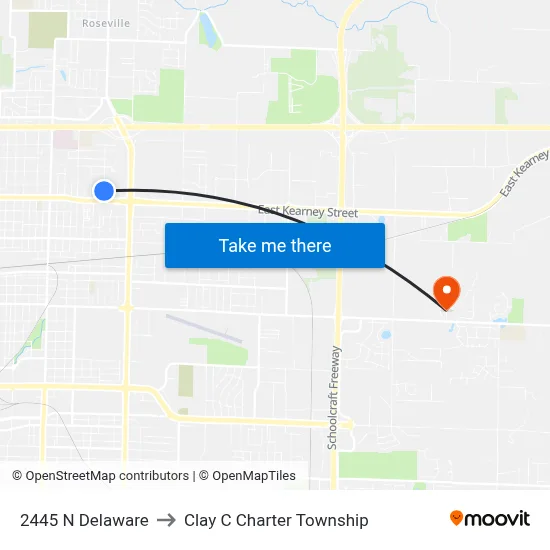 2445 N Delaware to Clay C Charter Township map