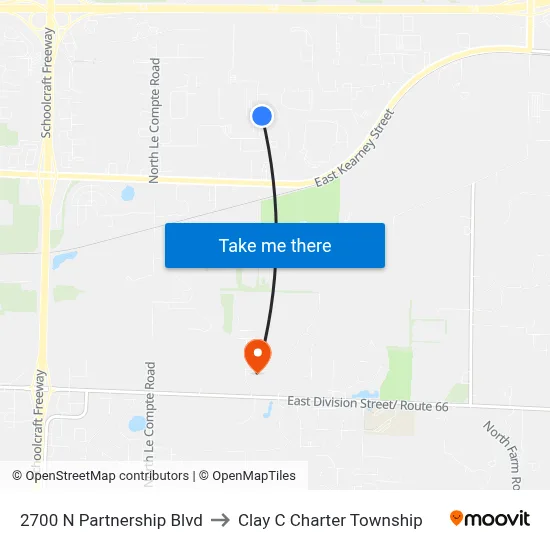 2700 N Partnership Blvd to Clay C Charter Township map