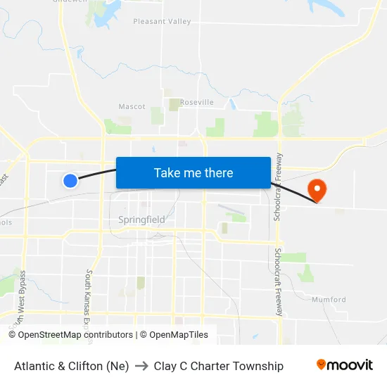 Atlantic & Clifton (Ne) to Clay C Charter Township map