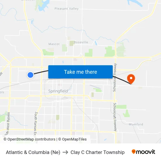 Atlantic & Columbia (Ne) to Clay C Charter Township map