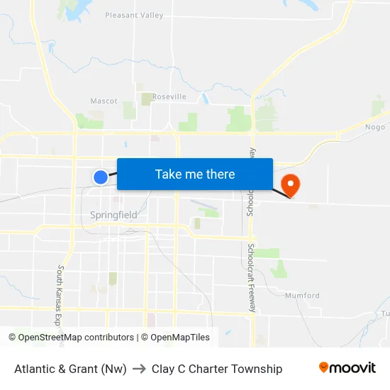 Atlantic & Grant (Nw) to Clay C Charter Township map