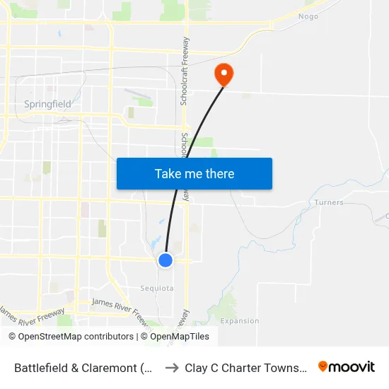 Battlefield & Claremont (Ne) to Clay C Charter Township map
