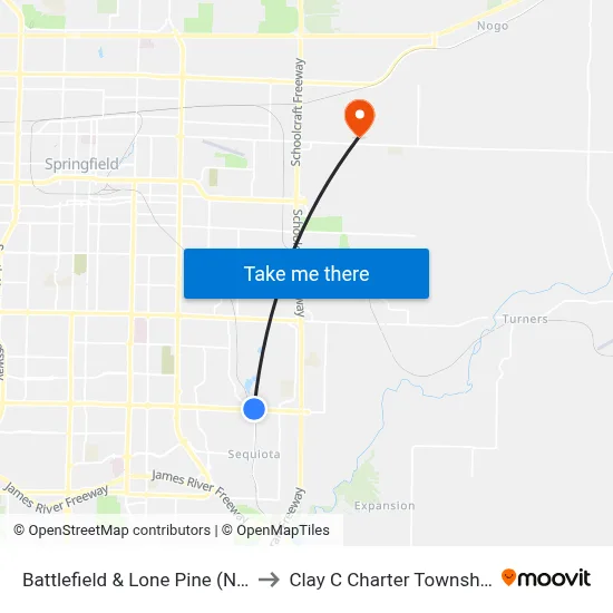 Battlefield & Lone Pine (Ne) to Clay C Charter Township map