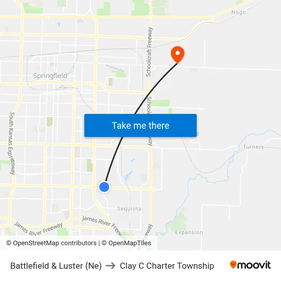 Battlefield & Luster (Ne) to Clay C Charter Township map